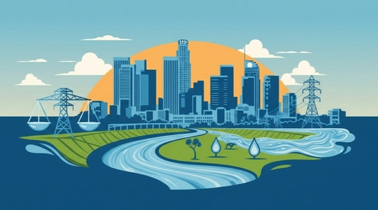 Cartoon of water and power in Los Angeles