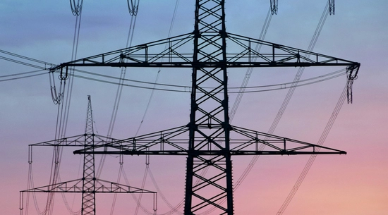Power lines at sunset