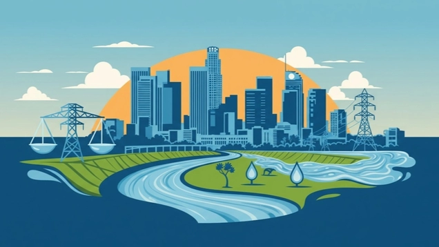 Cartoon of water and power in Los Angeles