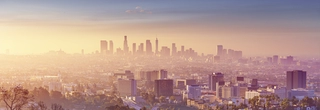 Panorama of Los Angeles at sunrise.